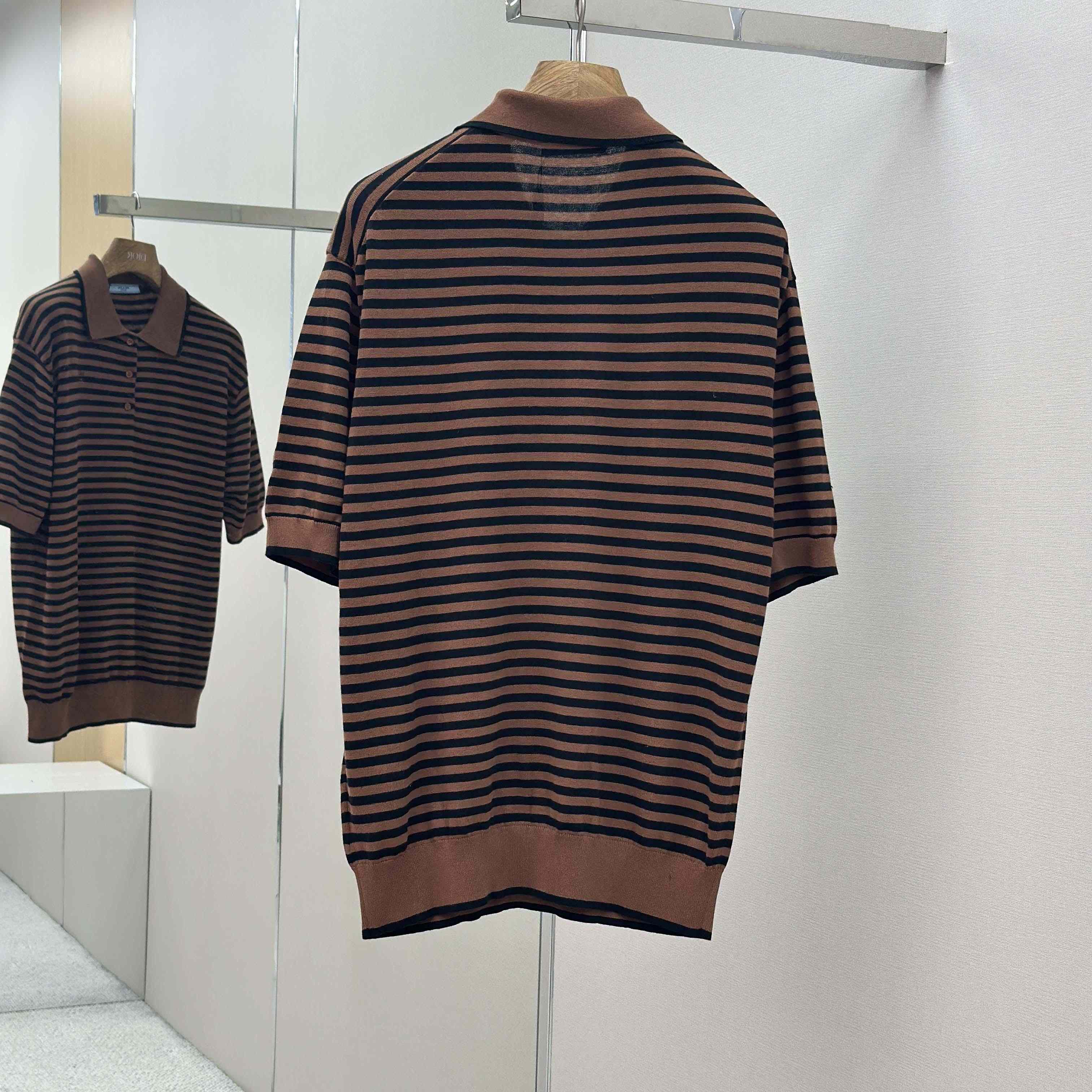 Prada Striped Cotton Polo Shirt - FashionPlug