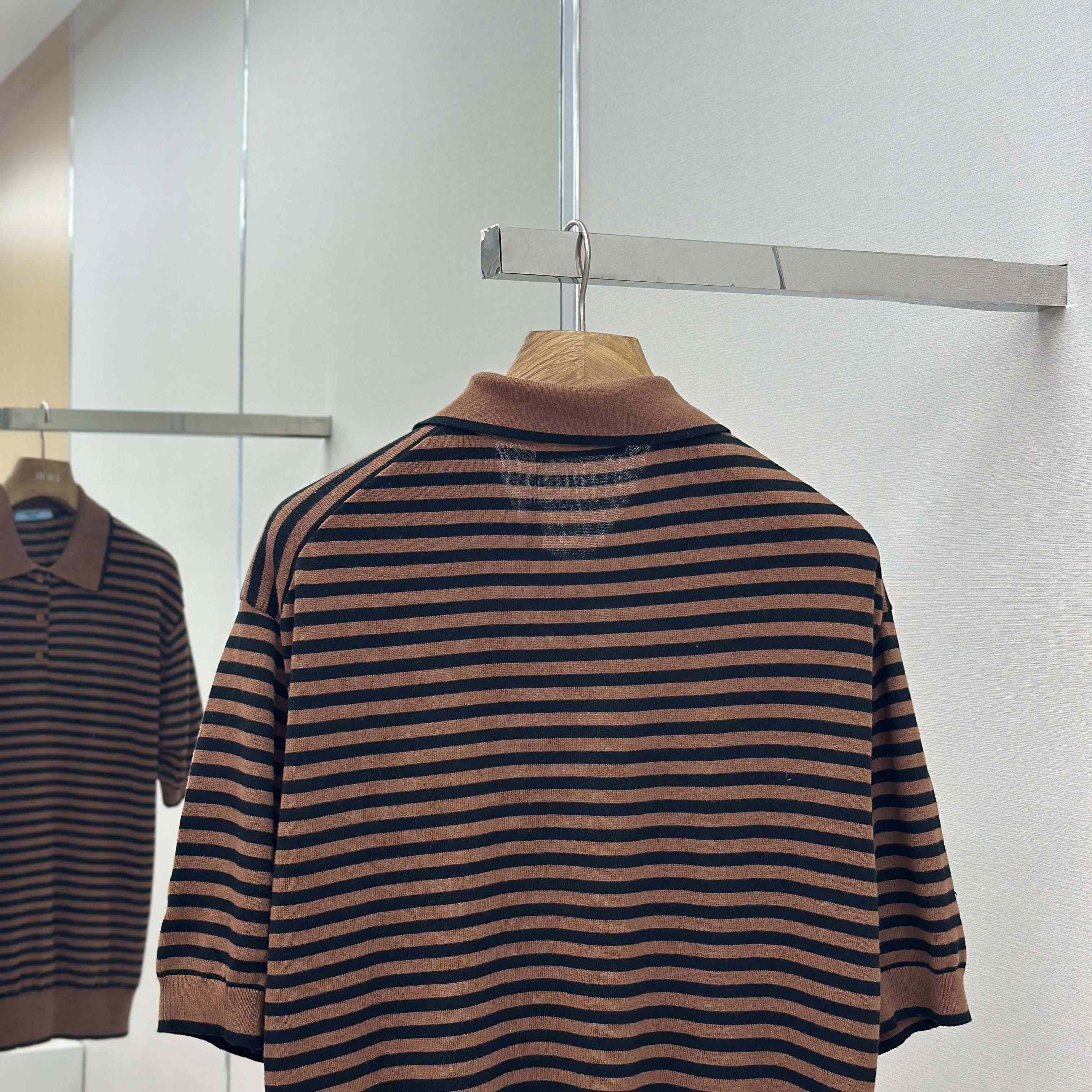Prada Striped Cotton Polo Shirt - FashionPlug