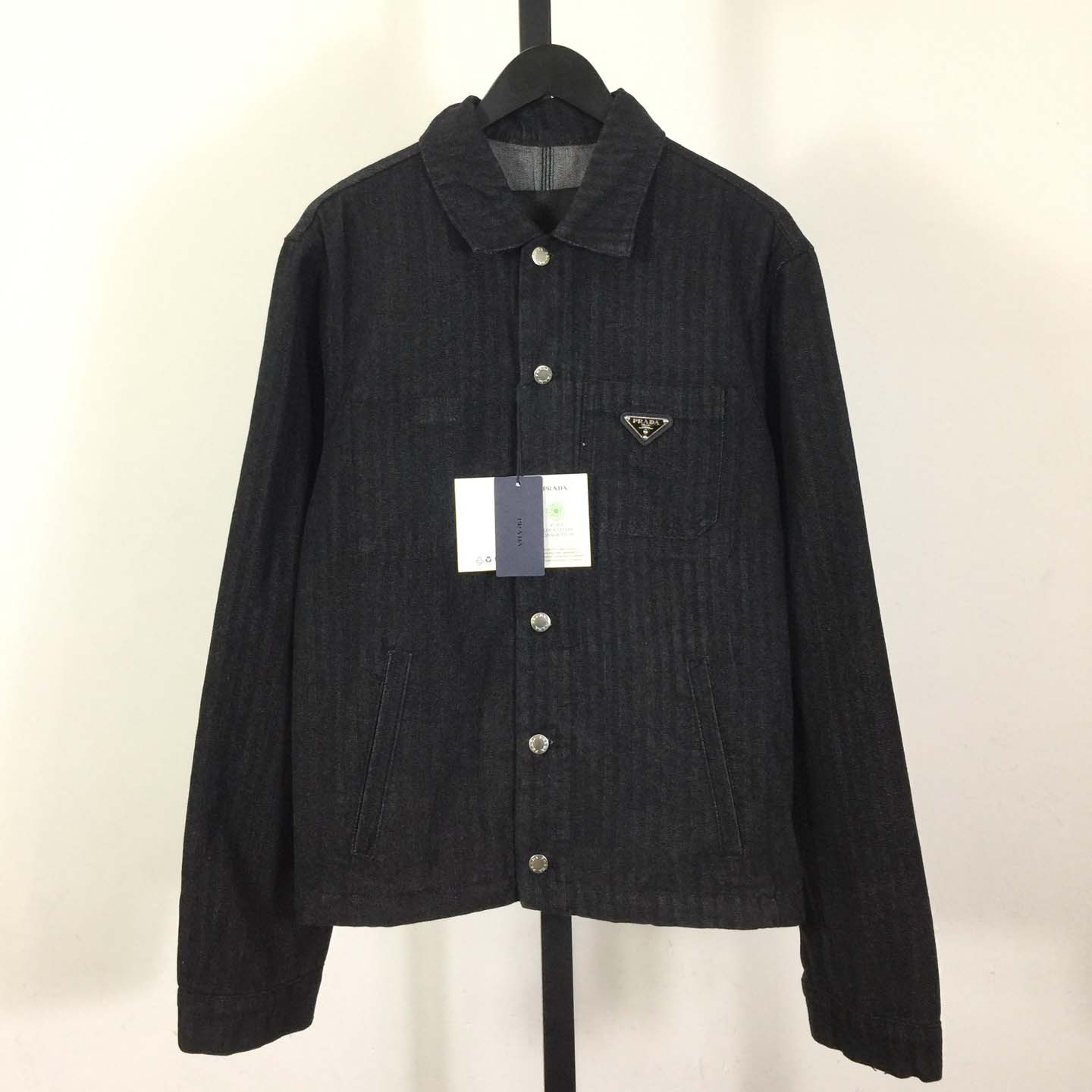 Prada Chevron Denim Blouson Jacket - FashionPlug