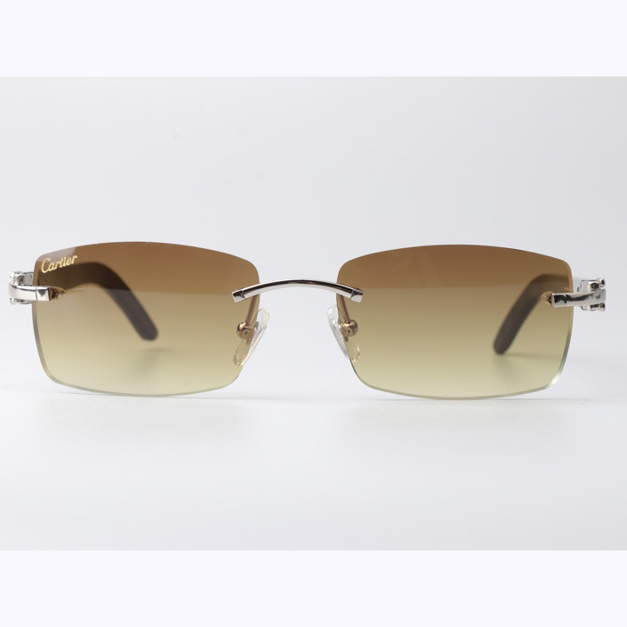Cartier CT_3524012 Black Buffalo Sunglasses In Silver Brown - FashionPlug