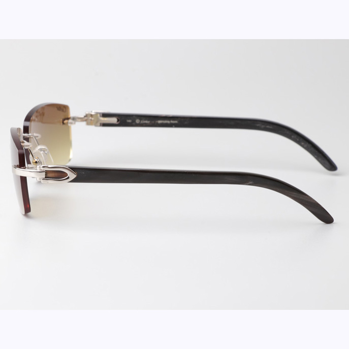 Cartier CT_3524012 Black Buffalo Sunglasses In Silver Brown - FashionPlug