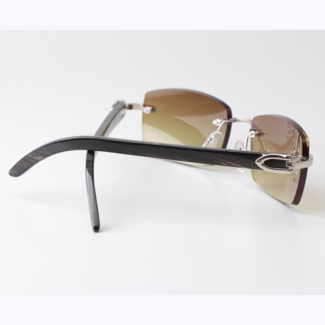 Cartier CT_3524012 Black Buffalo Sunglasses In Silver Brown - FashionPlug