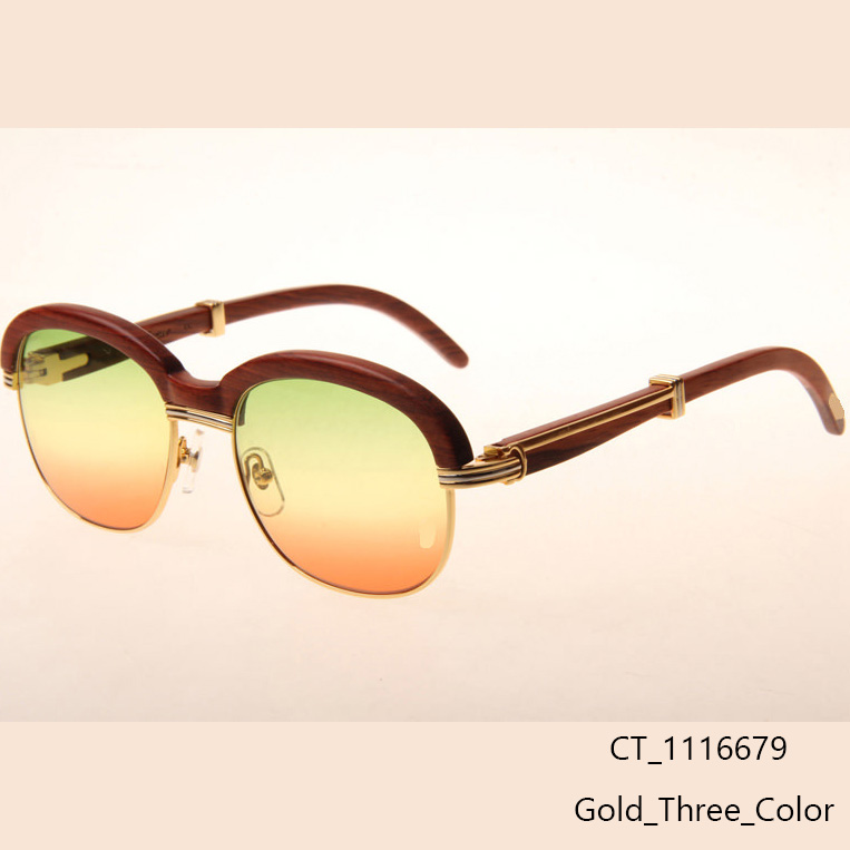 Cartier CT_1116679 Sunglasses In Gold Three Color Lens - FashionPlug