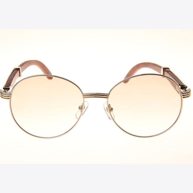 Cartier CT1990-0692 Wood Sunglasses In Silver Brown - FashionPlug