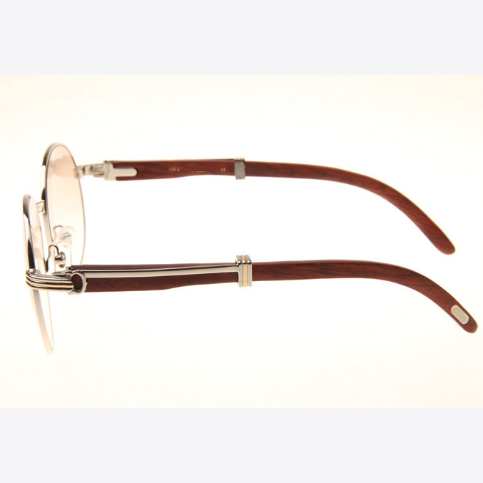 Cartier CT1990-0692 Wood Sunglasses In Silver Brown - FashionPlug