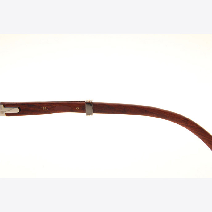 Cartier CT1990-0692 Wood Sunglasses In Silver Brown - FashionPlug