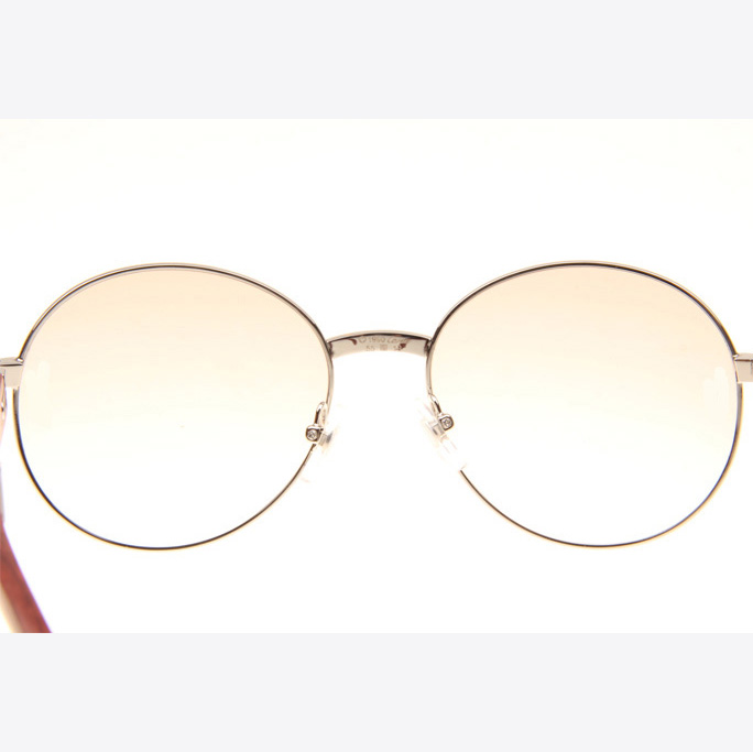 Cartier CT1990-0692 Wood Sunglasses In Silver Brown - FashionPlug