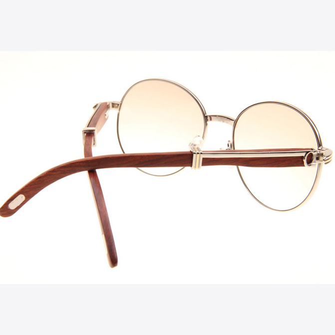 Cartier CT1990-0692 Wood Sunglasses In Silver Brown - FashionPlug