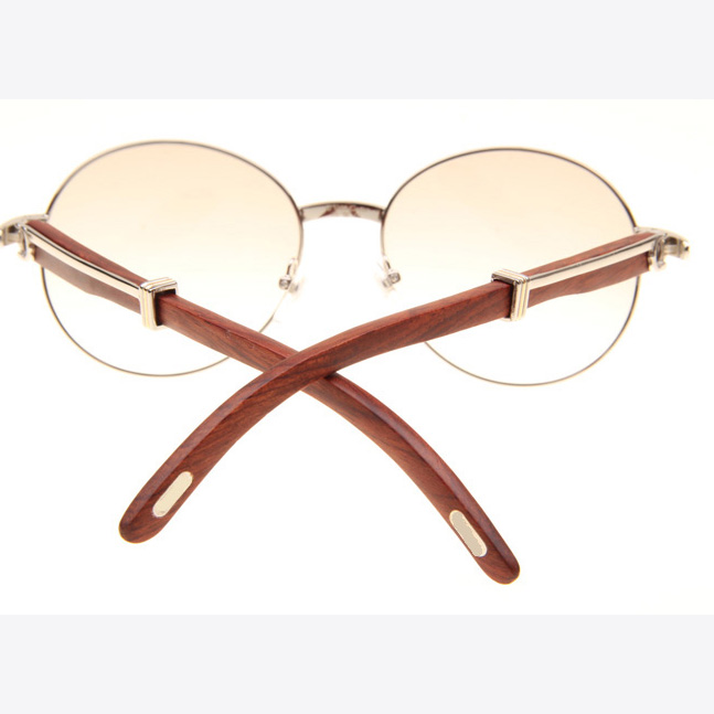 Cartier CT1990-0692 Wood Sunglasses In Silver Brown - FashionPlug