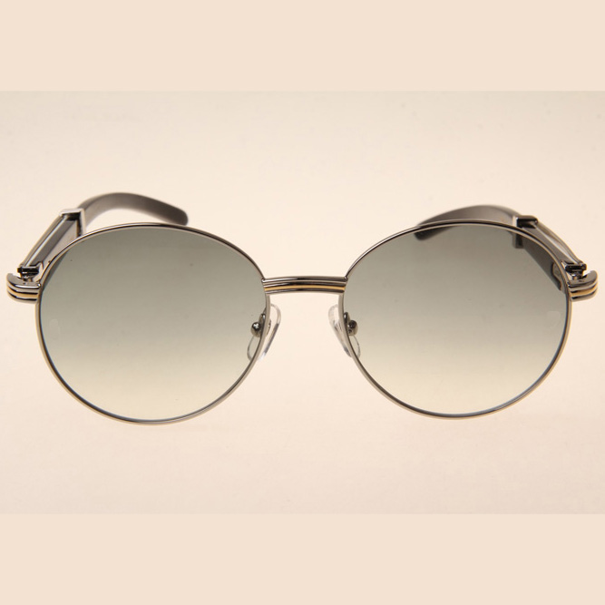 Cartier CT1990-0692 White Mix Black Buffalo Sunglasses In Silver Grey - FashionPlug