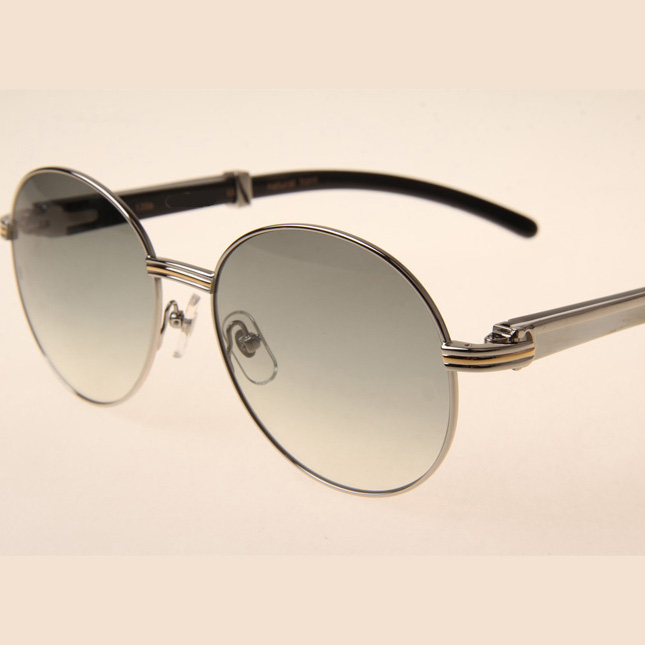 Cartier CT1990-0692 White Mix Black Buffalo Sunglasses In Silver Grey - FashionPlug