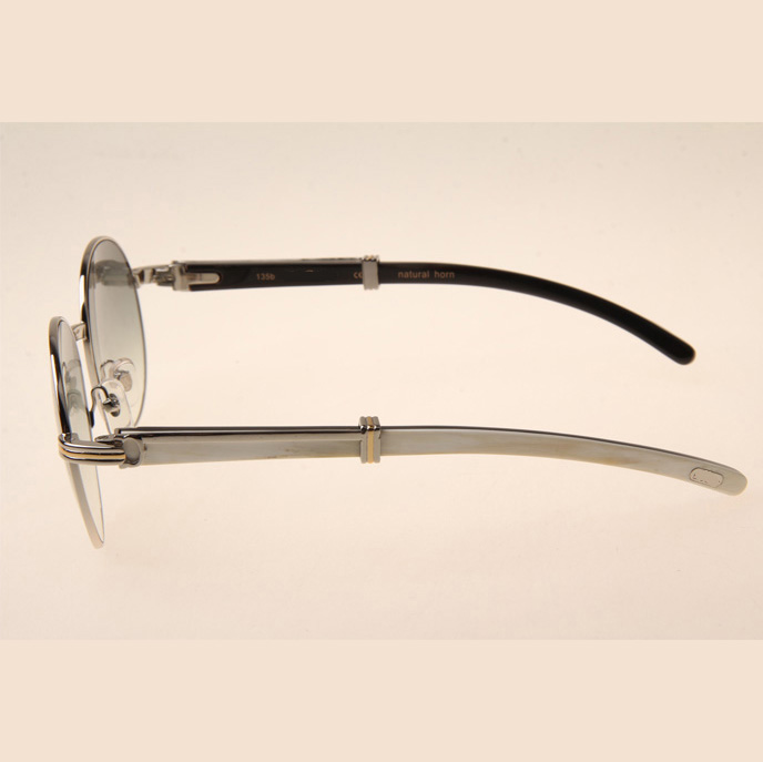Cartier CT1990-0692 White Mix Black Buffalo Sunglasses In Silver Grey - FashionPlug