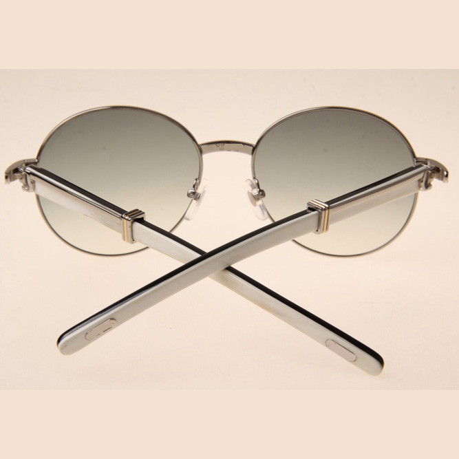 Cartier CT1990-0692 White Mix Black Buffalo Sunglasses In Silver Grey - FashionPlug