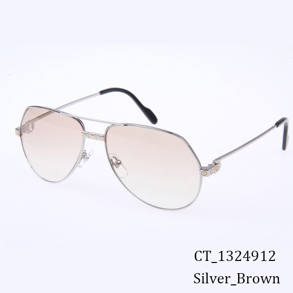 Cartier CT 1324912 Sunglasses In Silver Brown - FashionPlug