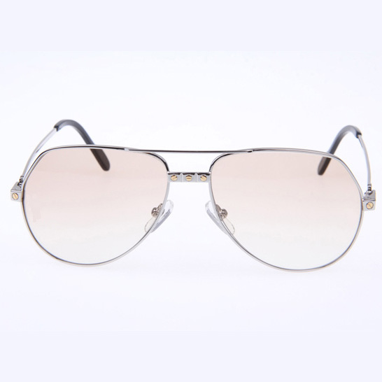 Cartier CT 1324912 Sunglasses In Silver Brown - FashionPlug