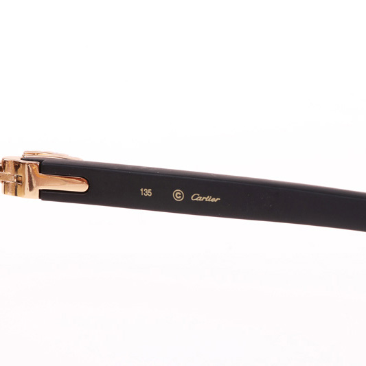 Cartier CT 3524012 Big Diamond Black Wood Sunglasses In Gold Brown - FashionPlug