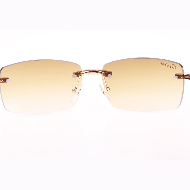 Cartier CT 3524012 Big Diamond Black Wood Sunglasses In Gold Brown - FashionPlug