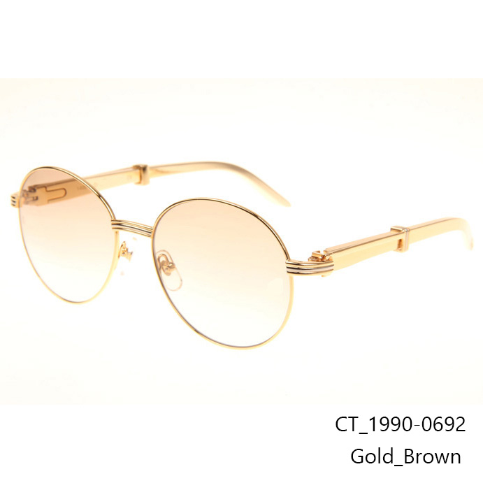 Cartier CT1990-0692 Gold Stainless Steel Sunglasses In Gold Brown - FashionPlug