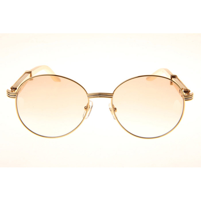 Cartier CT1990-0692 Gold Stainless Steel Sunglasses In Gold Brown - FashionPlug