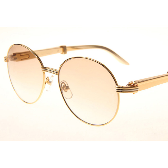 Cartier CT1990-0692 Gold Stainless Steel Sunglasses In Gold Brown - FashionPlug