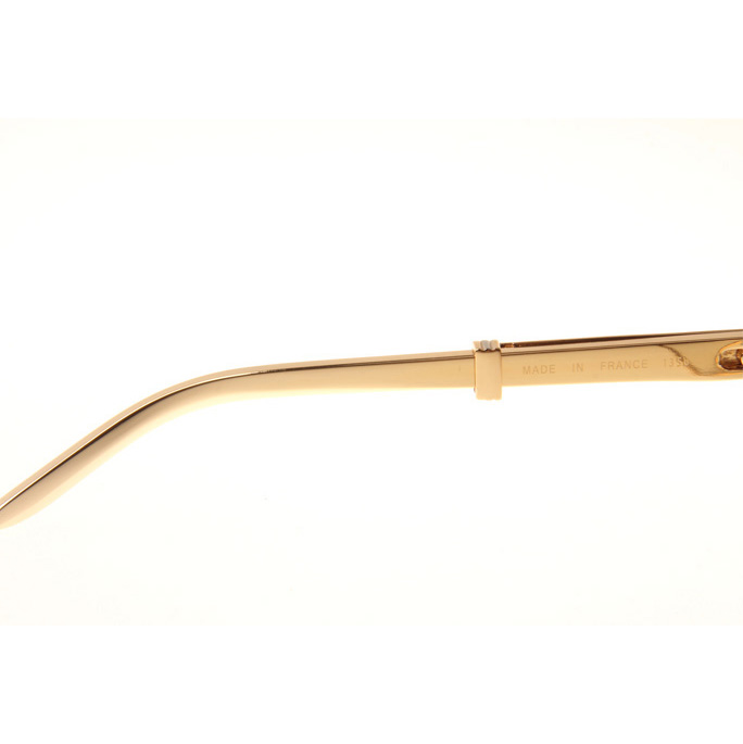 Cartier CT1990-0692 Gold Stainless Steel Sunglasses In Gold Brown - FashionPlug