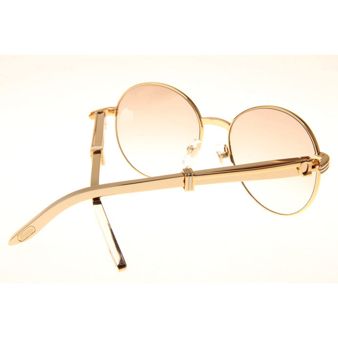 Cartier CT1990-0692 Gold Stainless Steel Sunglasses In Gold Brown - FashionPlug