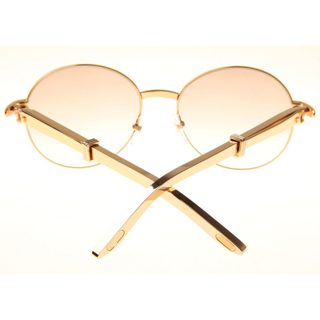 Cartier CT1990-0692 Gold Stainless Steel Sunglasses In Gold Brown - FashionPlug