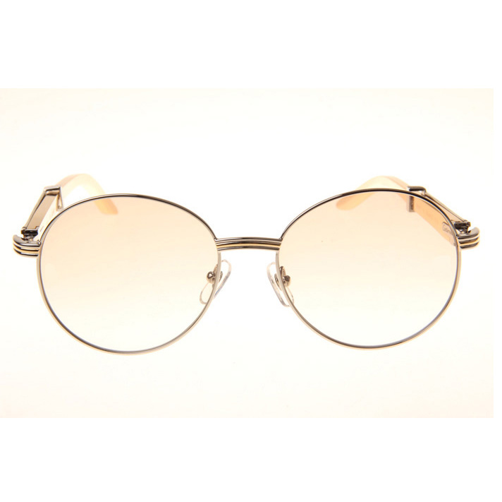 Cartier CT1990-0692 Gold Stainless Steel Sunglasses In Silver Brown - FashionPlug