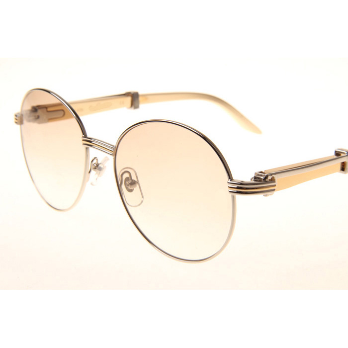 Cartier CT1990-0692 Gold Stainless Steel Sunglasses In Silver Brown - FashionPlug