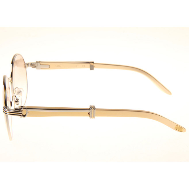 Cartier CT1990-0692 Gold Stainless Steel Sunglasses In Silver Brown - FashionPlug