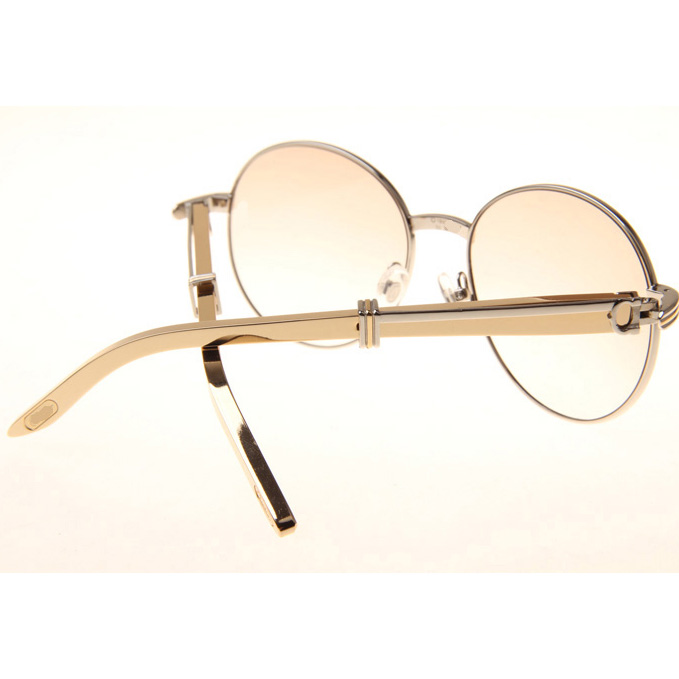 Cartier CT1990-0692 Gold Stainless Steel Sunglasses In Silver Brown - FashionPlug