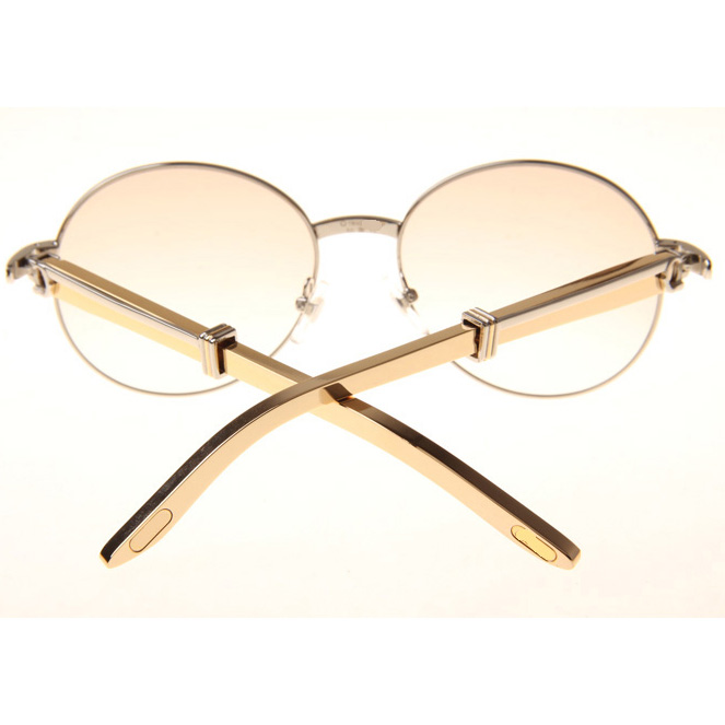 Cartier CT1990-0692 Gold Stainless Steel Sunglasses In Silver Brown - FashionPlug
