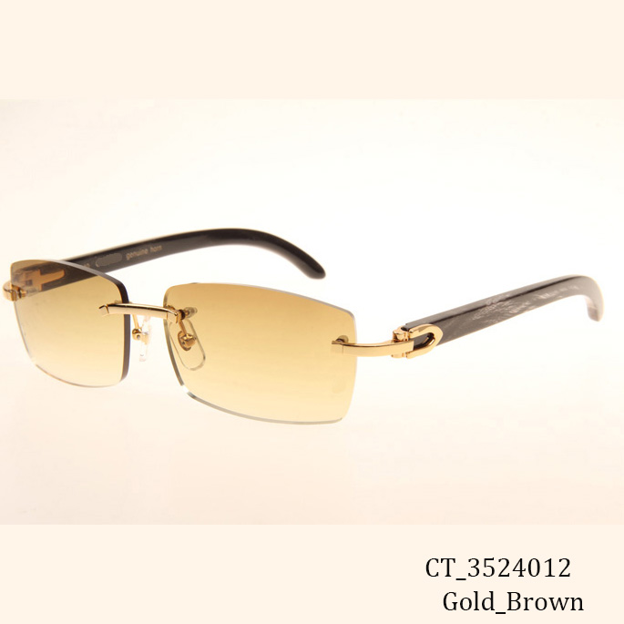 Cartier CT_3524012 Black Grey Buffalo Sunglasses In Gold Brown - FashionPlug