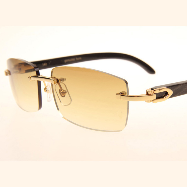 Cartier CT_3524012 Black Grey Buffalo Sunglasses In Gold Brown - FashionPlug