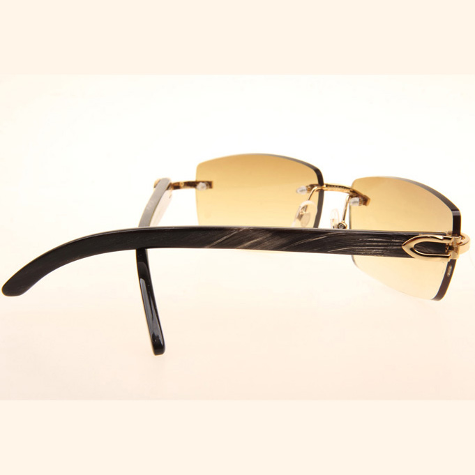 Cartier CT_3524012 Black Grey Buffalo Sunglasses In Gold Brown - FashionPlug