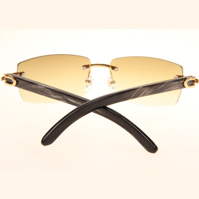 Cartier CT_3524012 Black Grey Buffalo Sunglasses In Gold Brown - FashionPlug