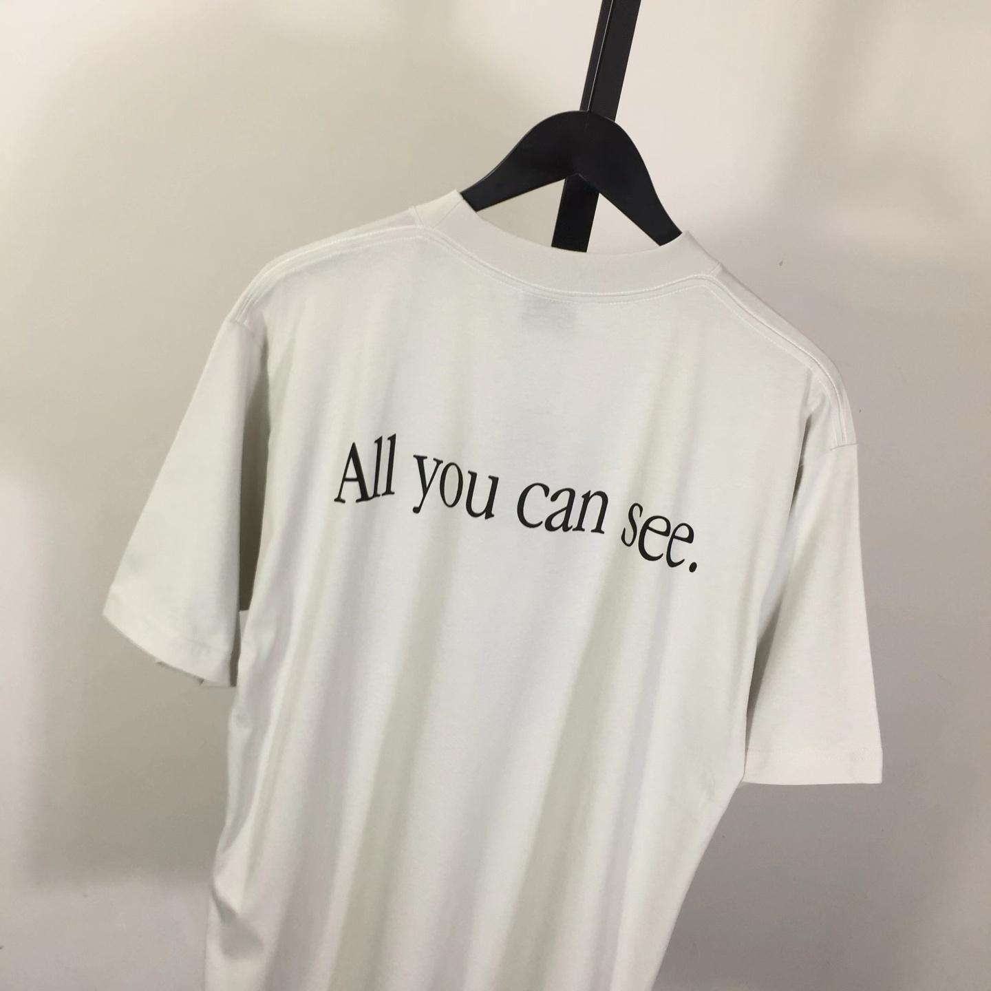 Balenciaga 360 Sunglasses T-Shirt Medium Fit In Dirty White Dry Jersey - FashionPlug