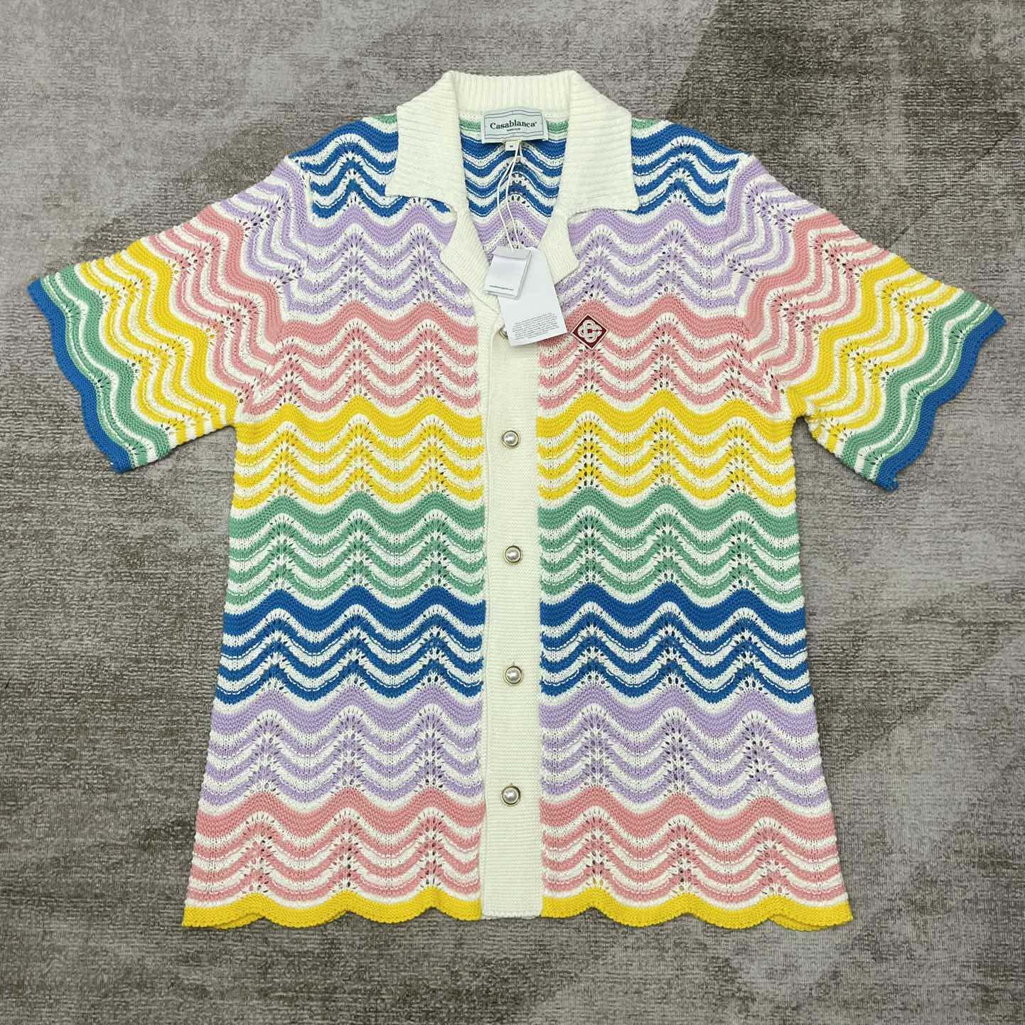 Casablanca Wave Crochet Shirt   D0056 - FashionPlug