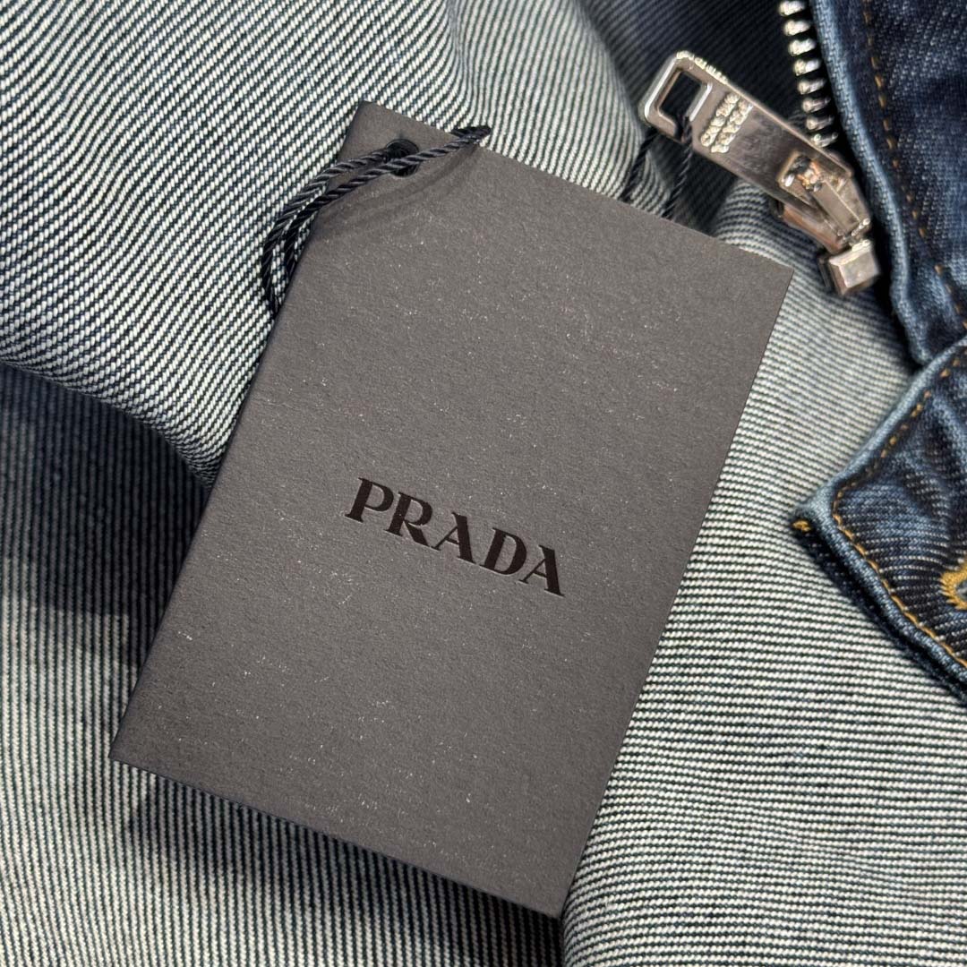 Prada Light Denim Zipper Jacket - FashionPlug