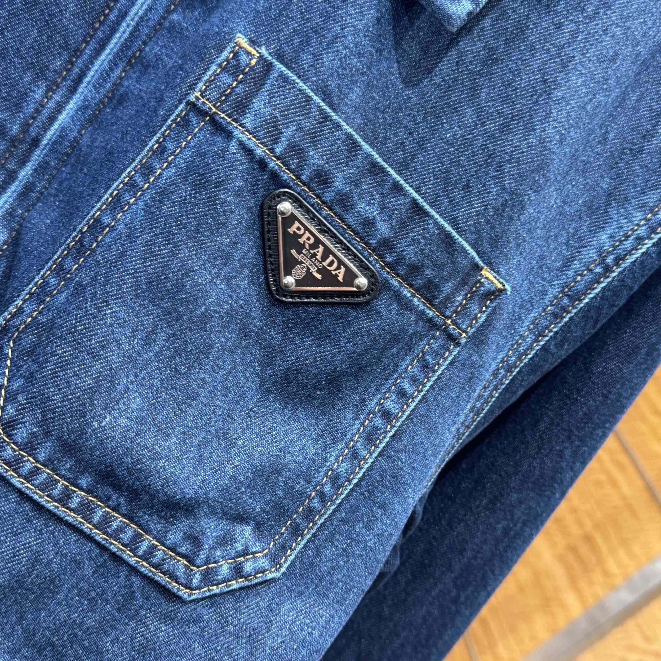 Prada Light Denim Zipper Jacket - FashionPlug