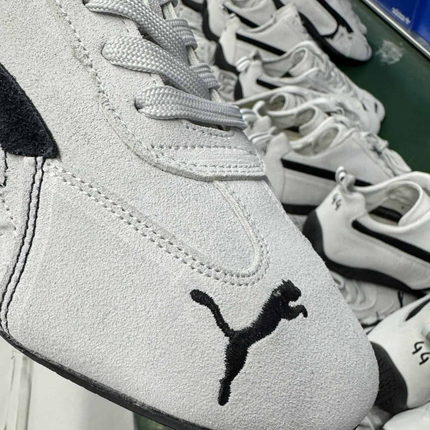 Balenciaga Speedcat Suede Balenciaga In White And Black Distressed Suede Cowskin - FashionPlug