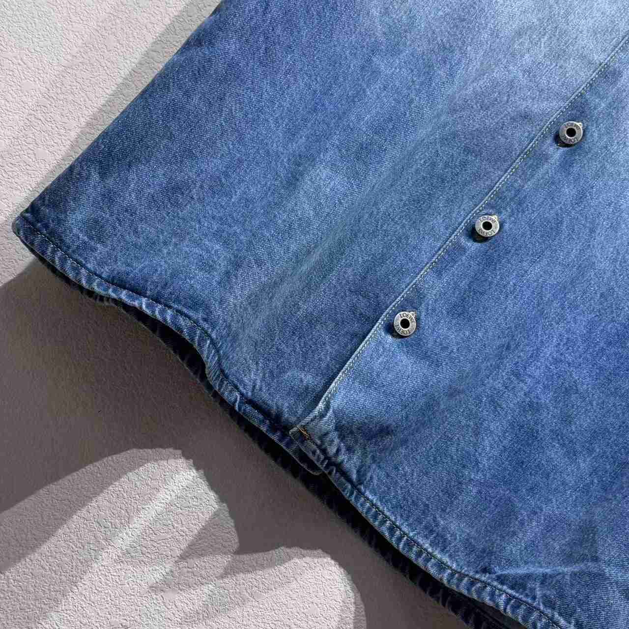 Loewe Anagram Short Sleeve Shirt In Denim - FashionPlug