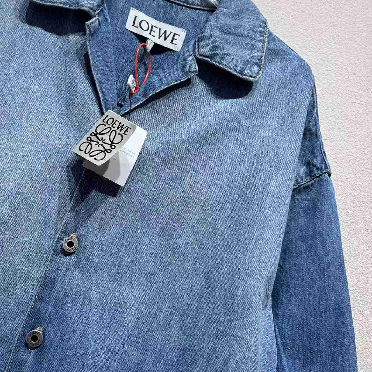 Loewe Anagram Short Sleeve Shirt In Denim - FashionPlug