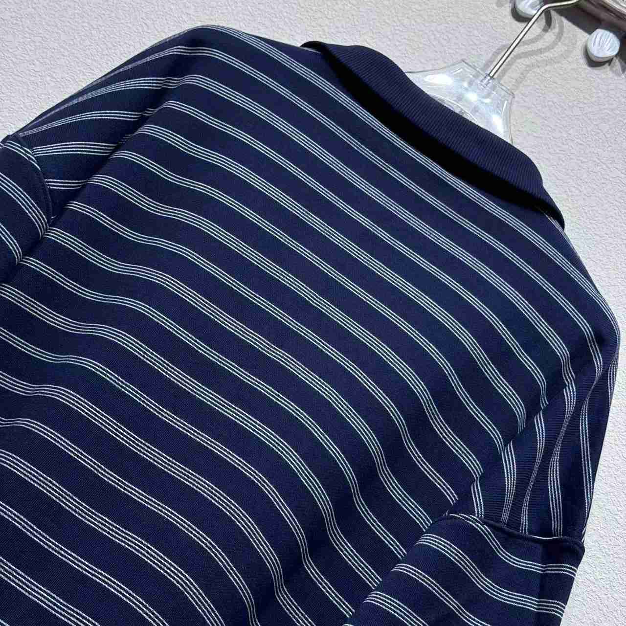 Miu Miu Striped Zipper Polo Shirt - FashionPlug