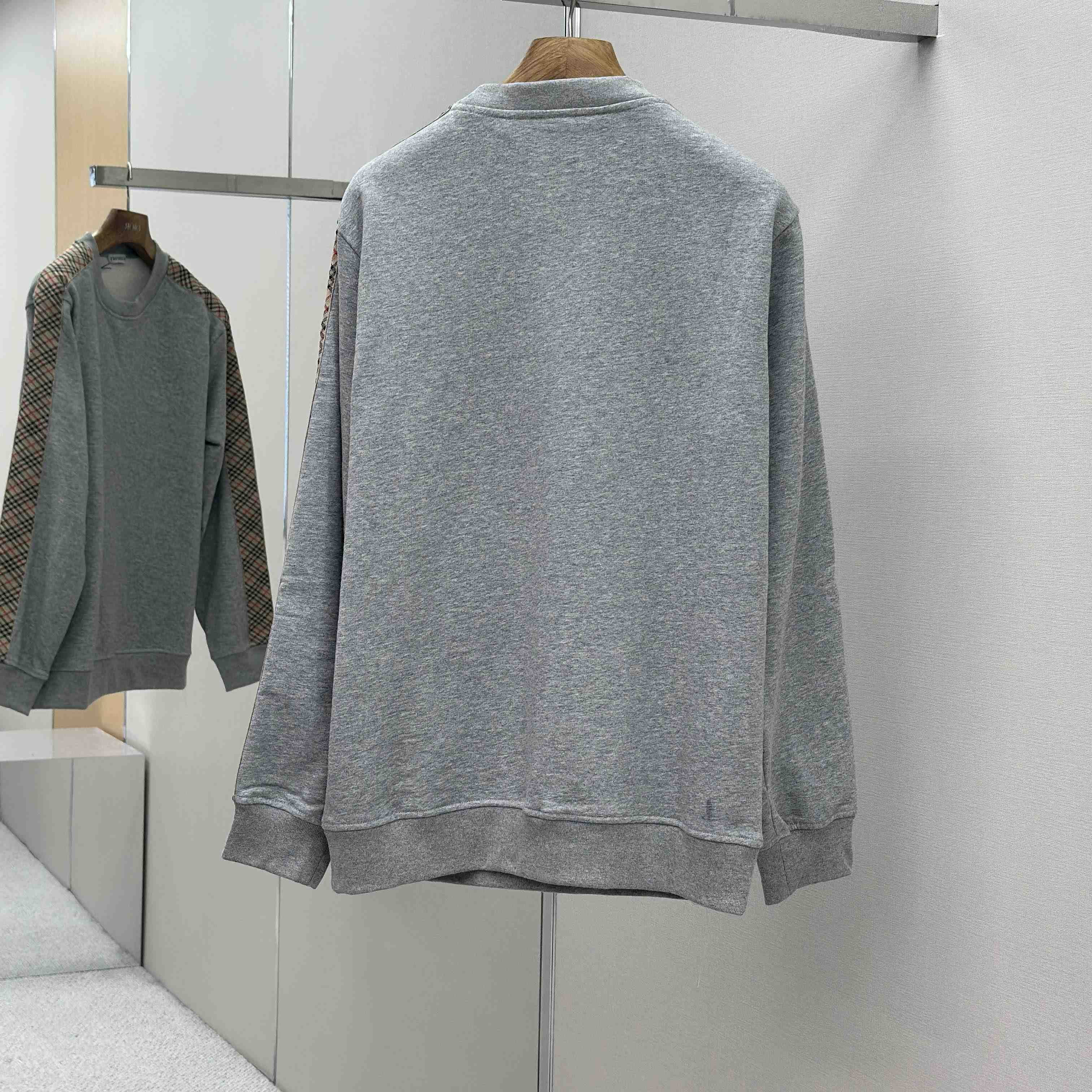 Burberry Check Trim Cotton Sweatshirt - FashionPlug