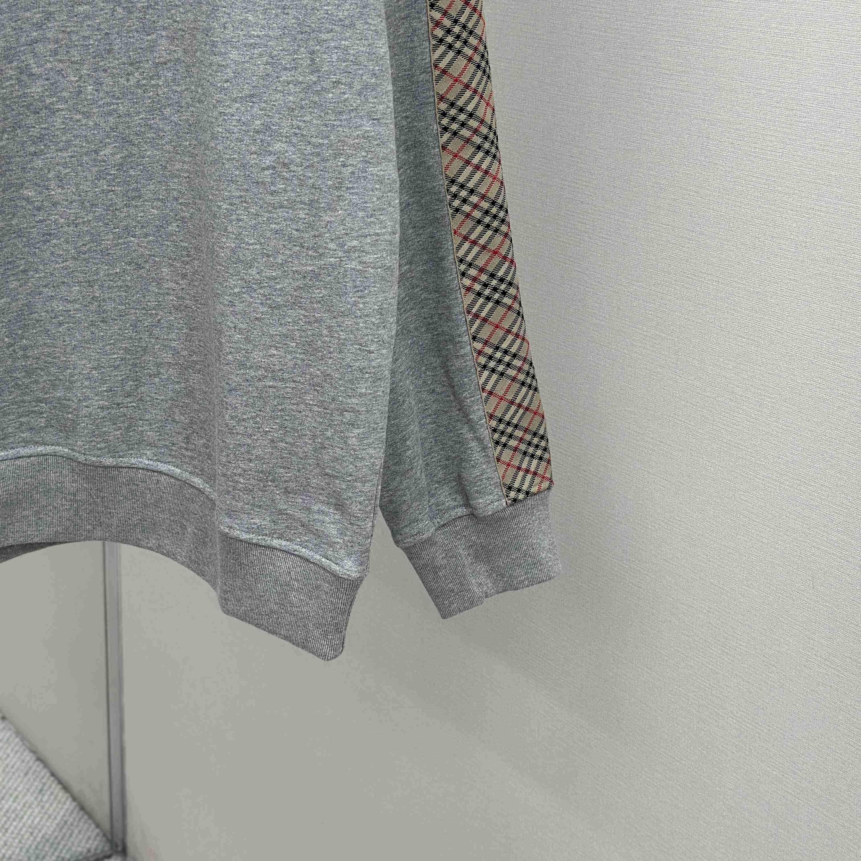 Burberry Check Trim Cotton Sweatshirt - FashionPlug