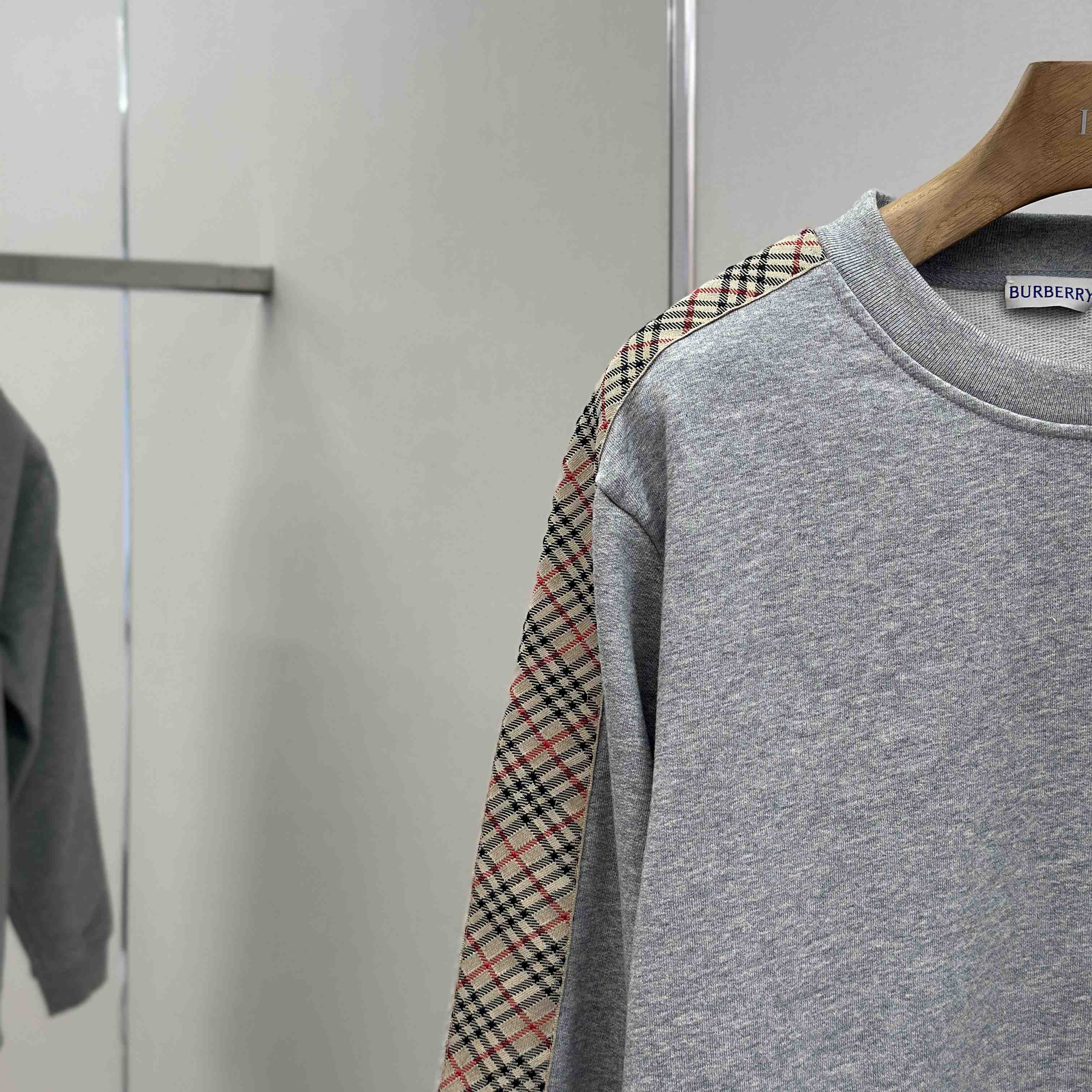 Burberry Check Trim Cotton Sweatshirt - FashionPlug