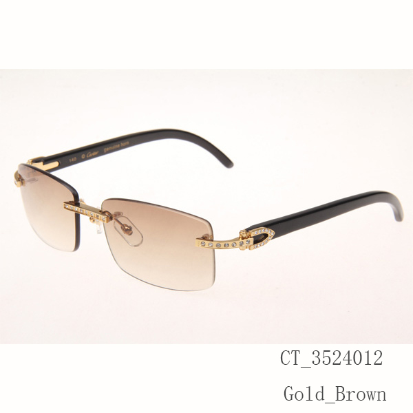 Cartier CT_3524012 Diamond Black Buffalo Eyeglasses In Gold Brown - FashionPlug