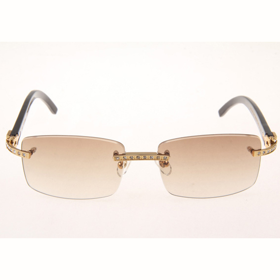 Cartier CT_3524012 Diamond Black Buffalo Eyeglasses In Gold Brown - FashionPlug