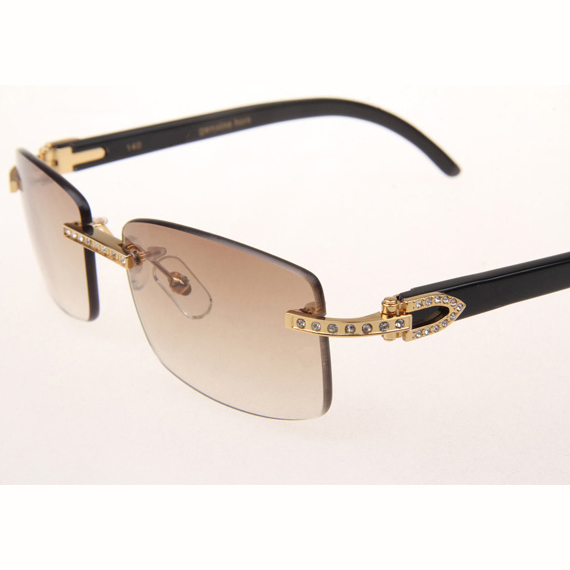 Cartier CT_3524012 Diamond Black Buffalo Eyeglasses In Gold Brown - FashionPlug